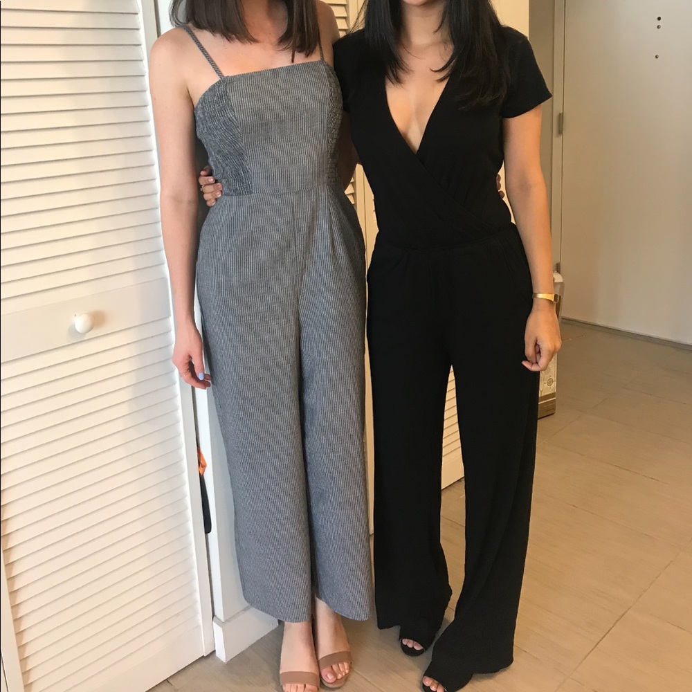 Grey stripe jumpsuit